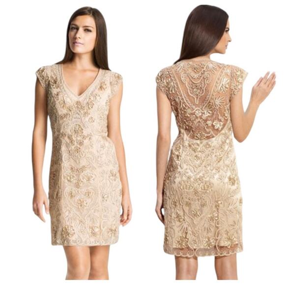 Sue Wong Beaded Embellished Illusion Back Sheath Mini Dress 6 - Picture 12 of 12